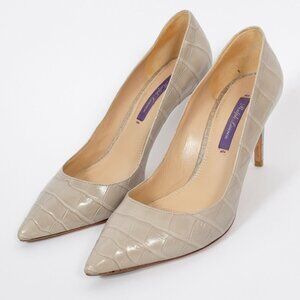 Ralph Lauren Purple Label Collection shoes 7 B crocodile alligator gray pump
